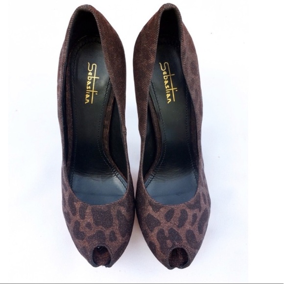 Burgundy Sebastian Milano peep toe platform Shoes - Picture 3 of 6